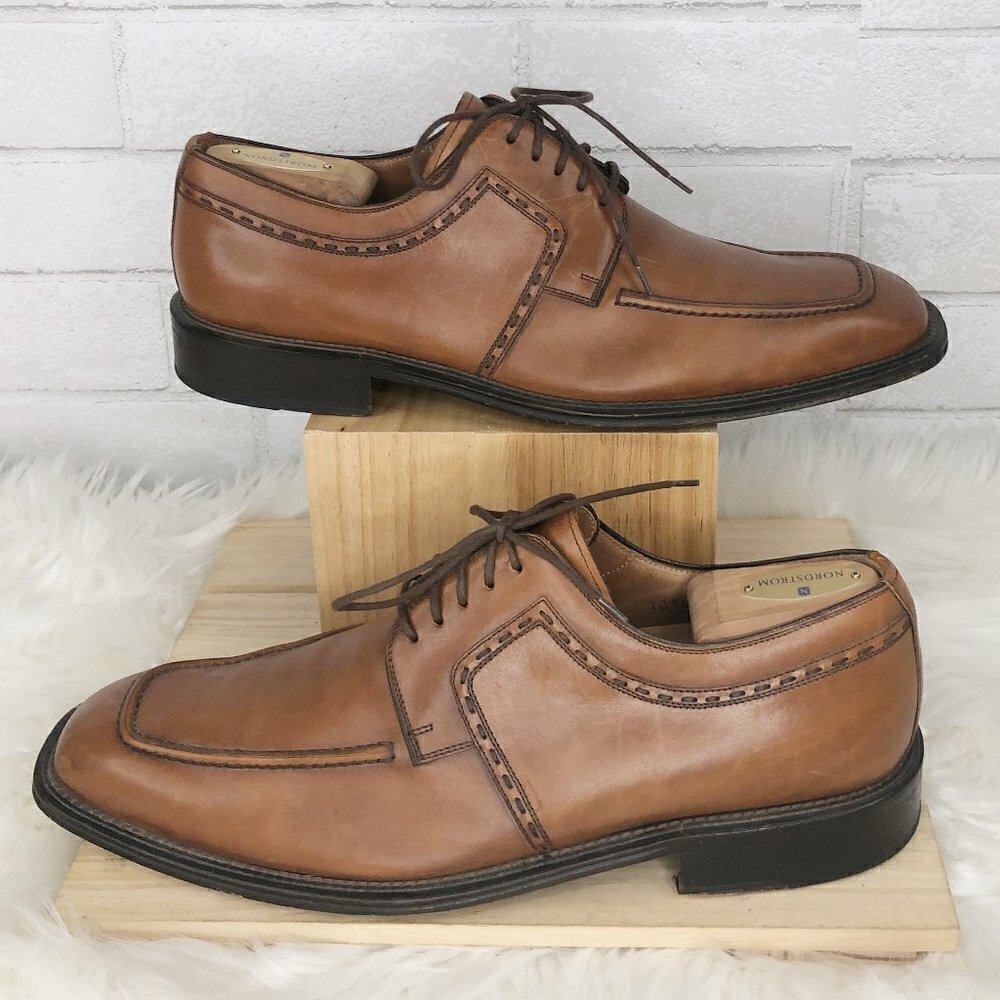 Magnanni‎ Tobacco Brown Leather Square Toe Derby Men's Size 10.5M